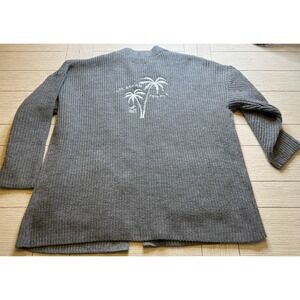 The Beach People The Twin‎ Palms Gray Cable Knit Open Cardigan Sweater Size M/L